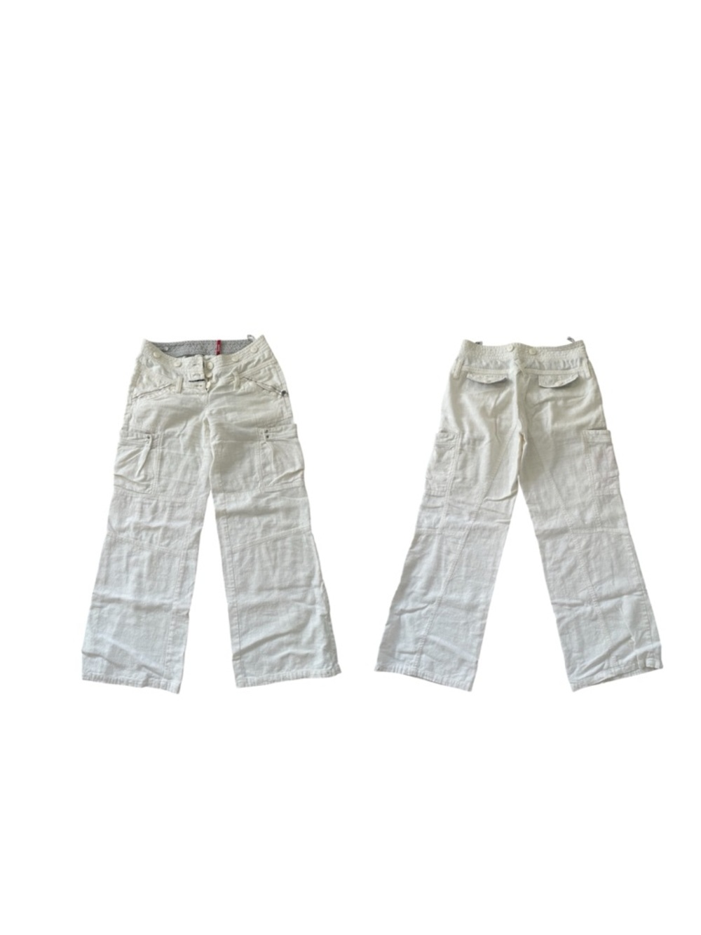 Kids White Cargo Pants - Lightweight Wide-Leg Bottoms